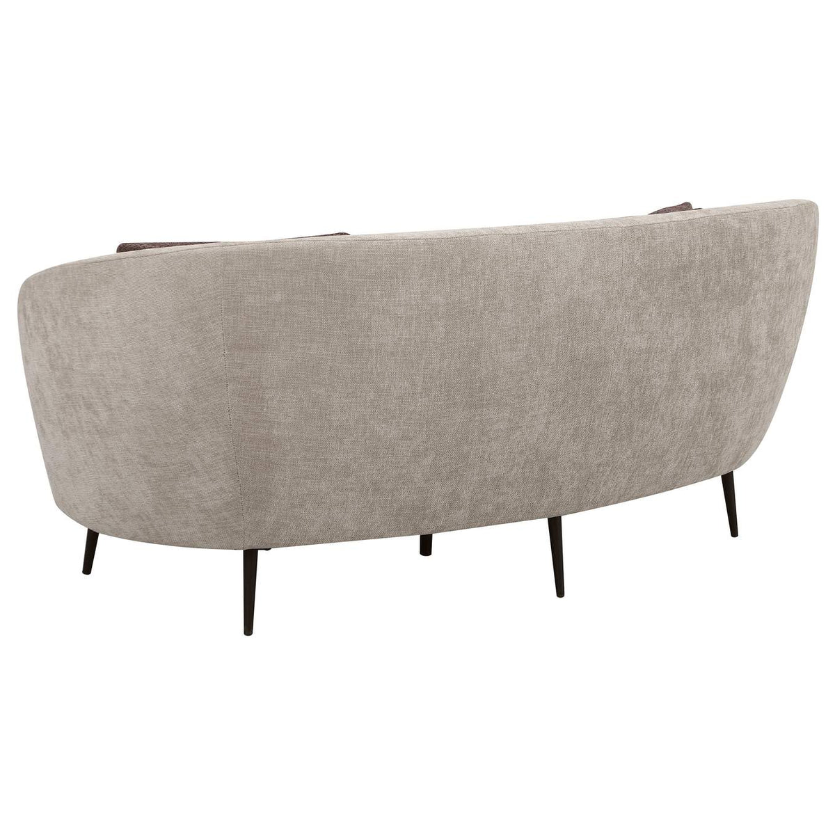 504838 Ellorie Upholstered Channel Back Curved Loveseat Beige