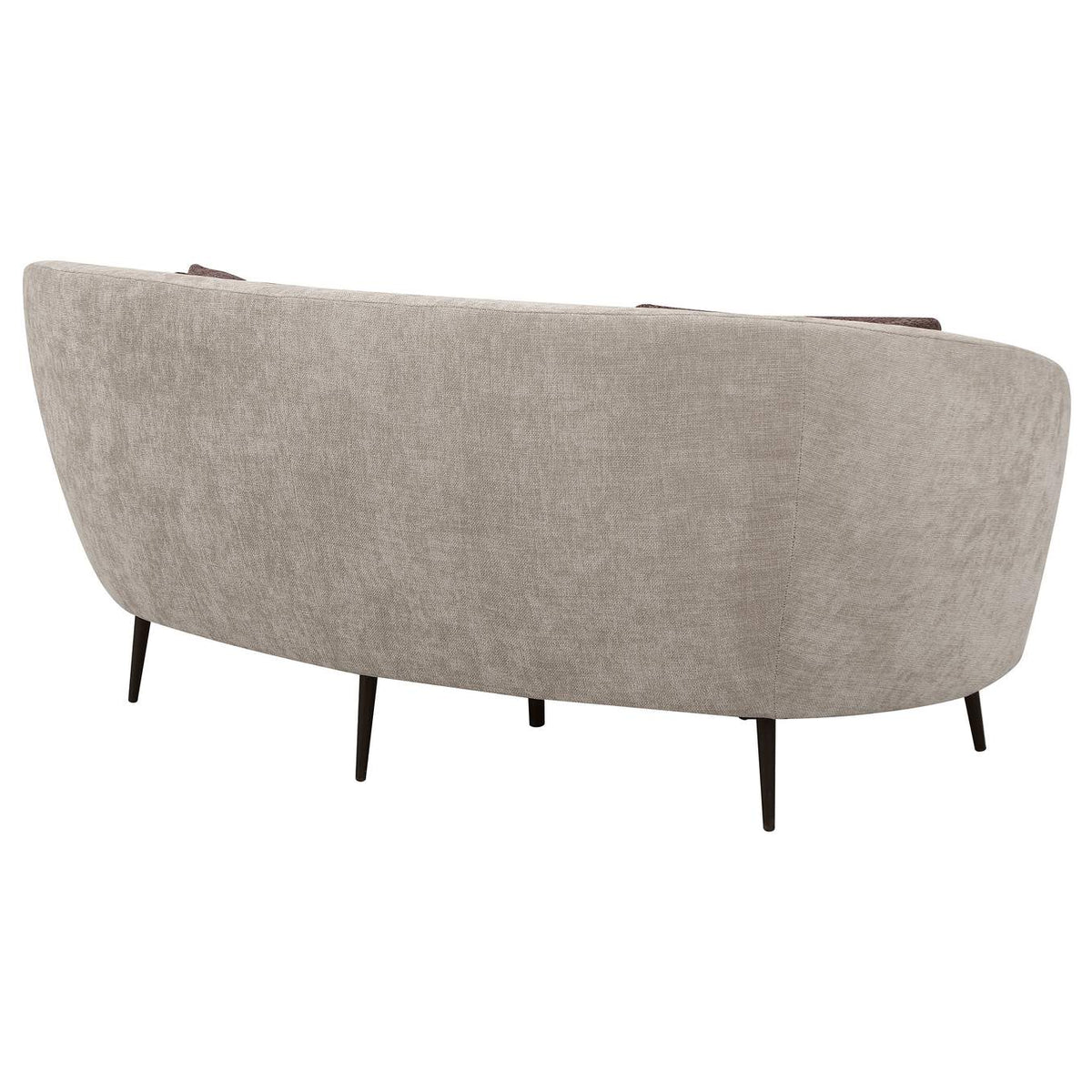 504838 Ellorie Upholstered Channel Back Curved Loveseat Beige