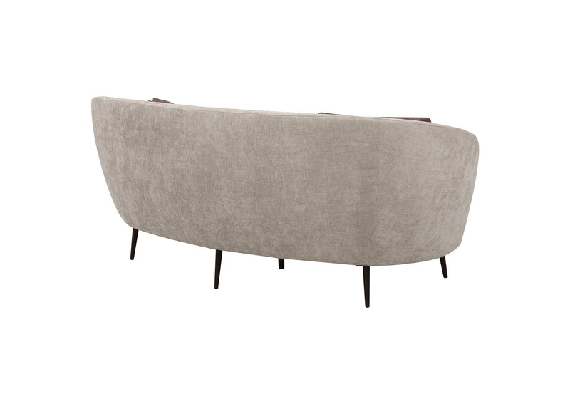 504838 Ellorie Upholstered Channel Back Curved Loveseat Beige