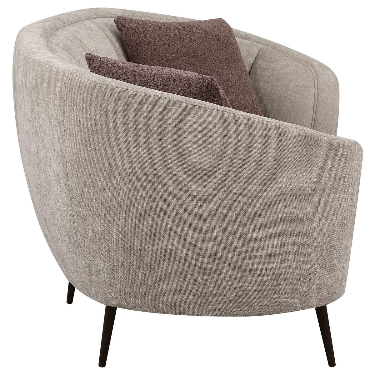 504838 Ellorie Upholstered Channel Back Curved Loveseat Beige