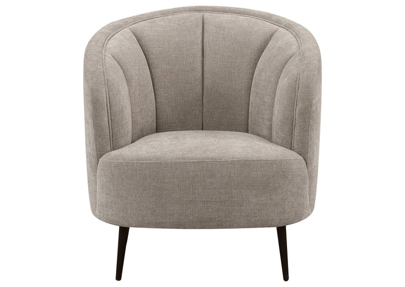 504839 Ellorie Upholstered Channel Back Curved Chair Beige
