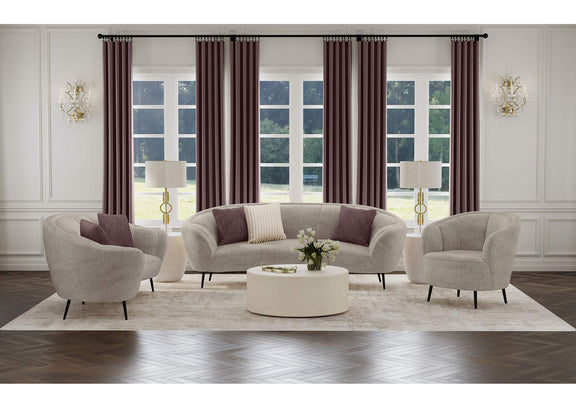 504839 Ellorie Upholstered Channel Back Curved Chair Beige