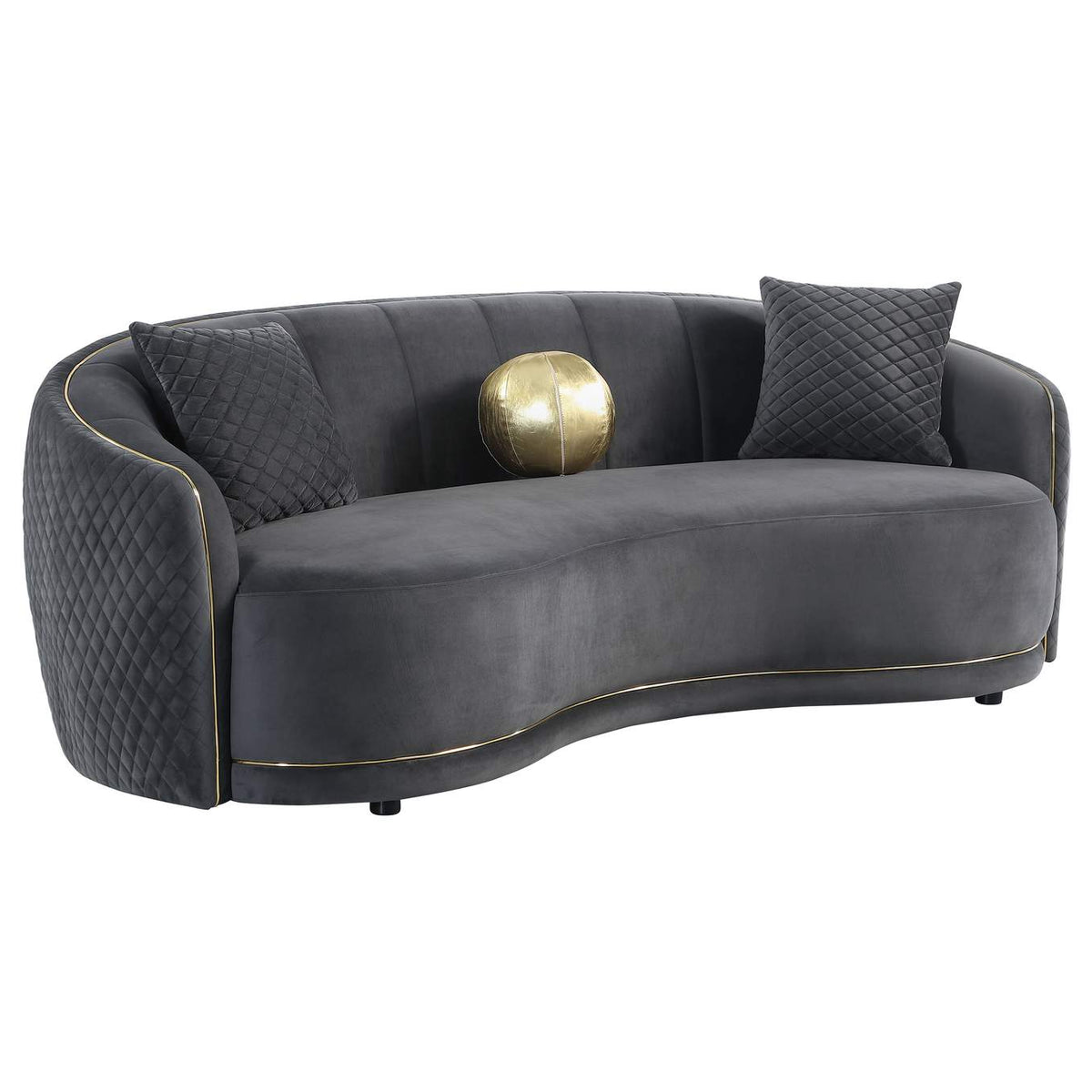 504844-S2 Brookside 2-piece Velvet Upholstered Sofa Set Dark Grey