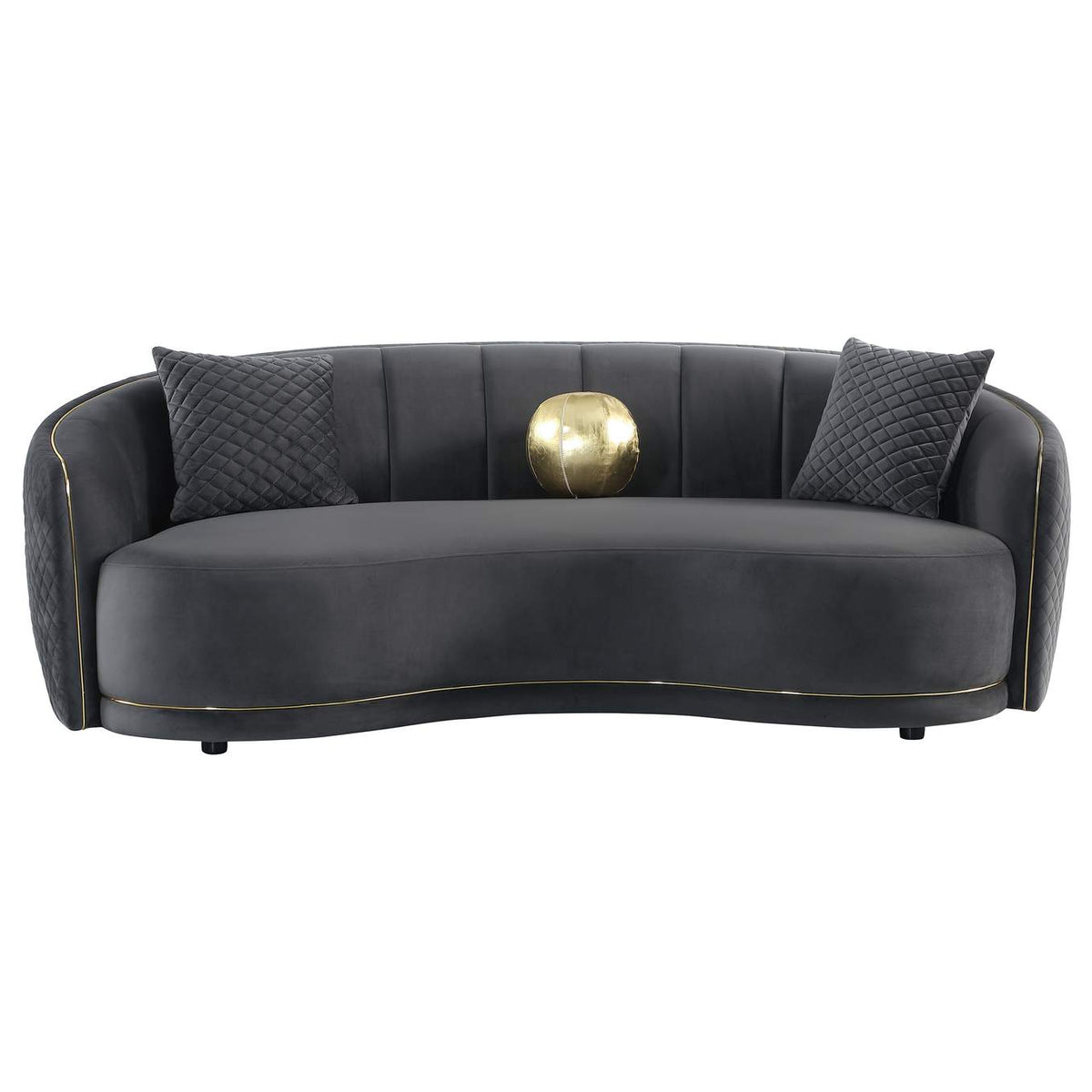 504844-S2 Brookside 2-piece Velvet Upholstered Sofa Set Dark Grey