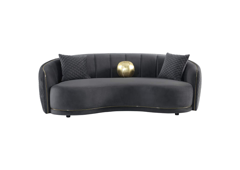 504844-S2 Brookside 2-piece Velvet Upholstered Sofa Set Dark Grey