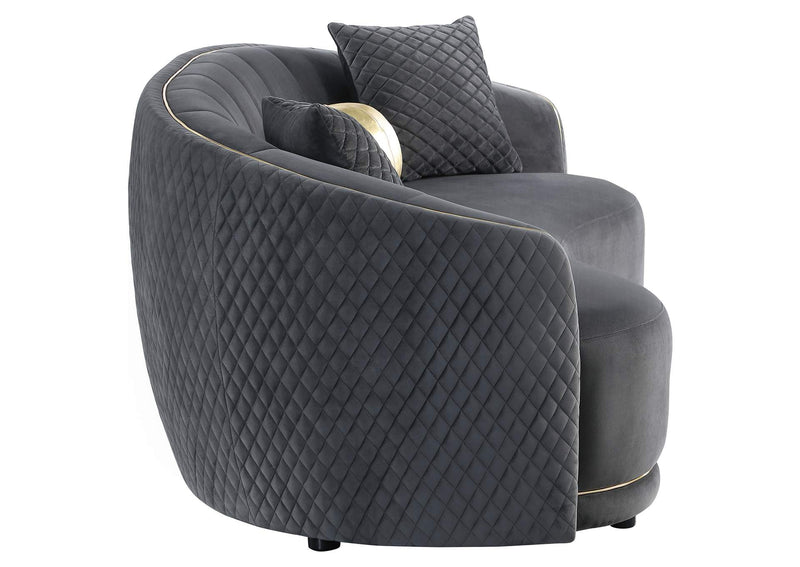 504844-S2 Brookside 2-piece Velvet Upholstered Sofa Set Dark Grey