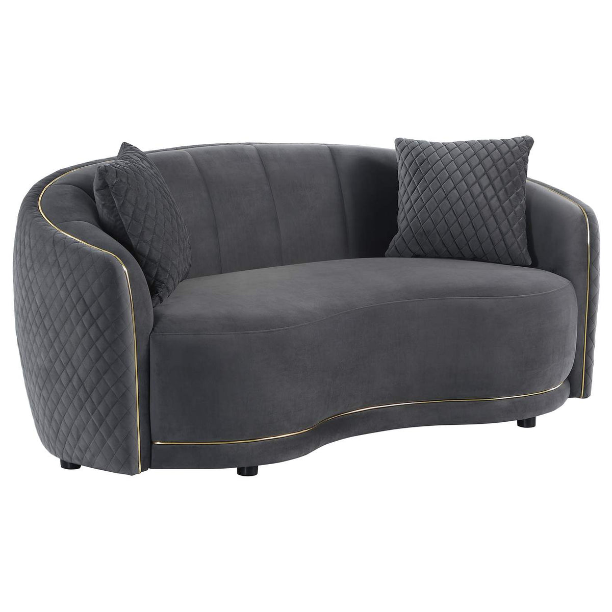 504844-S2 Brookside 2-piece Velvet Upholstered Sofa Set Dark Grey
