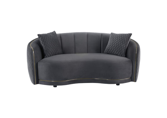 504844-S2 Brookside 2-piece Velvet Upholstered Sofa Set Dark Grey