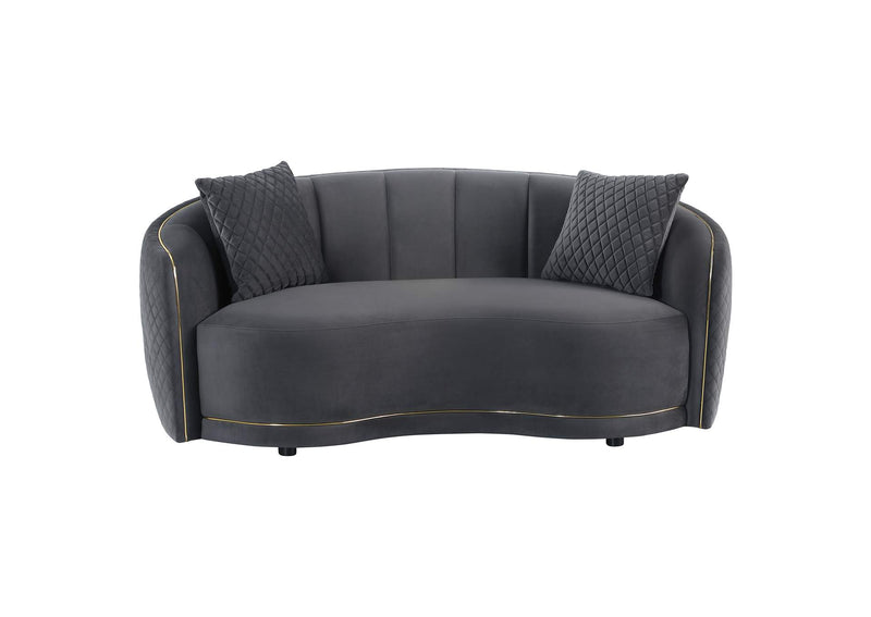 504844-S2 Brookside 2-piece Velvet Upholstered Sofa Set Dark Grey