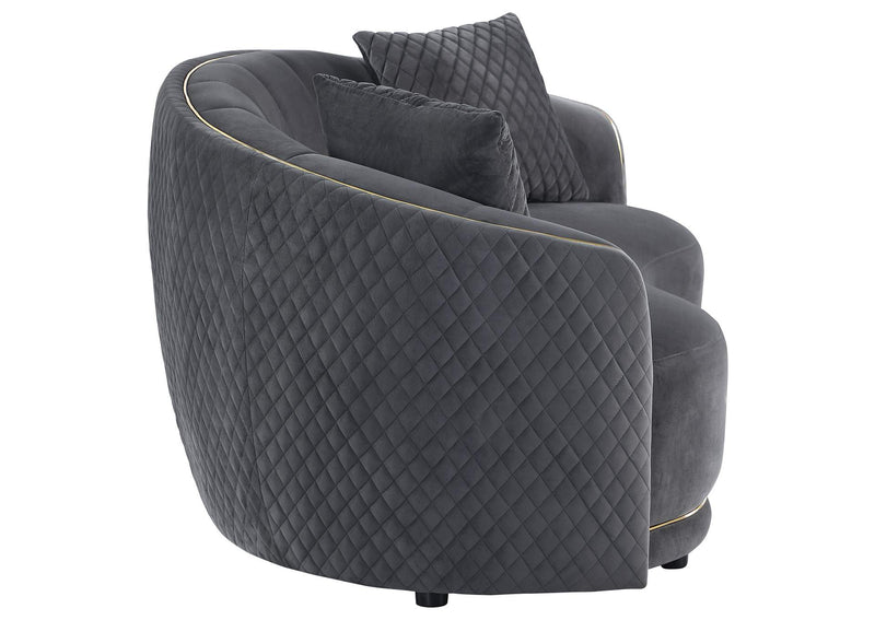 504844-S2 Brookside 2-piece Velvet Upholstered Sofa Set Dark Grey