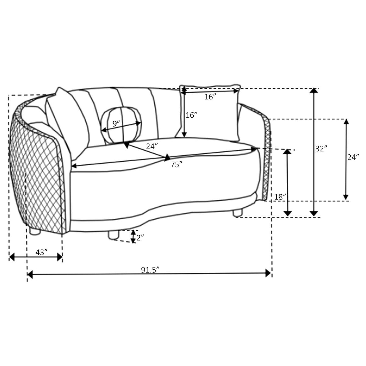 504844-S2 Brookside 2-piece Velvet Upholstered Sofa Set Dark Grey
