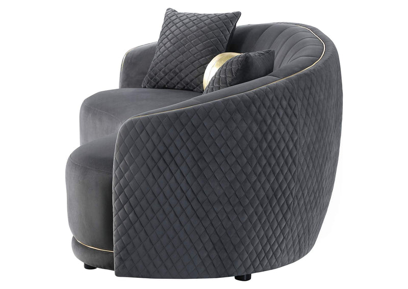 504844 Brookside Velvet Upholstered Curved Sofa Dark Grey