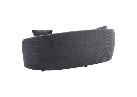 504844 Brookside Velvet Upholstered Curved Sofa Dark Grey