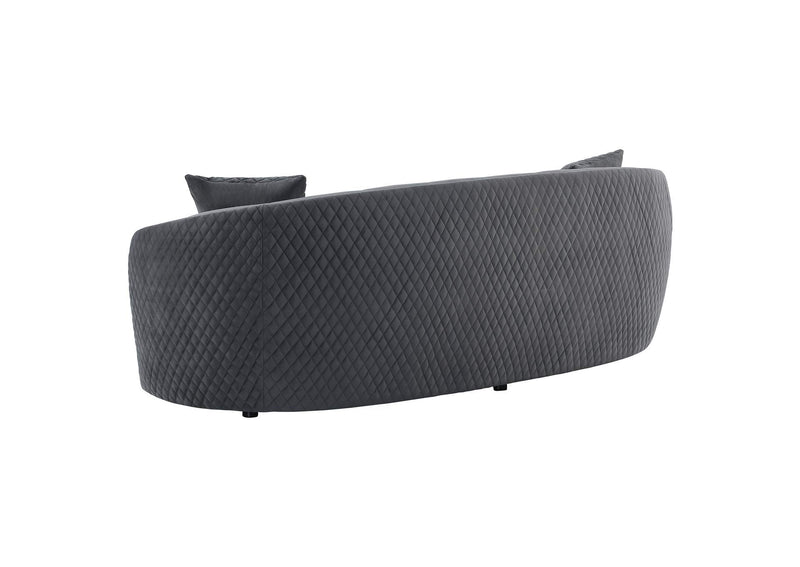 504844 Brookside Velvet Upholstered Curved Sofa Dark Grey