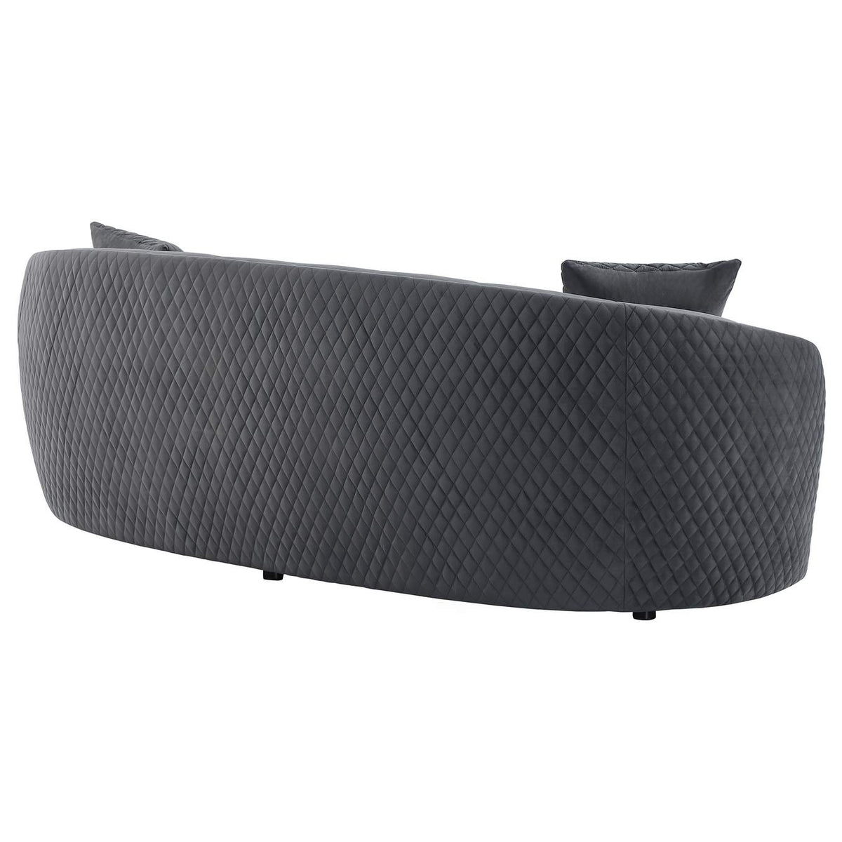 504844 Brookside Velvet Upholstered Curved Sofa Dark Grey