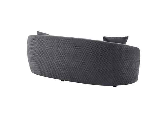 504844 Brookside Velvet Upholstered Curved Sofa Dark Grey