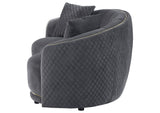 504845 Brookside Velvet Upholstered Curved Loveseat Dark Grey