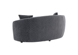 504845 Brookside Velvet Upholstered Curved Loveseat Dark Grey
