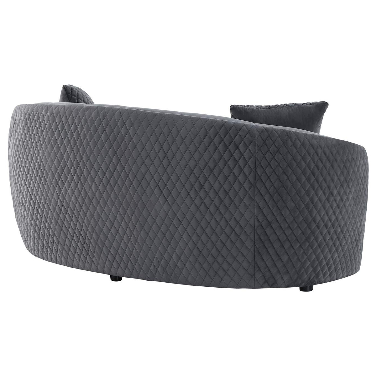 504845 Brookside Velvet Upholstered Curved Loveseat Dark Grey