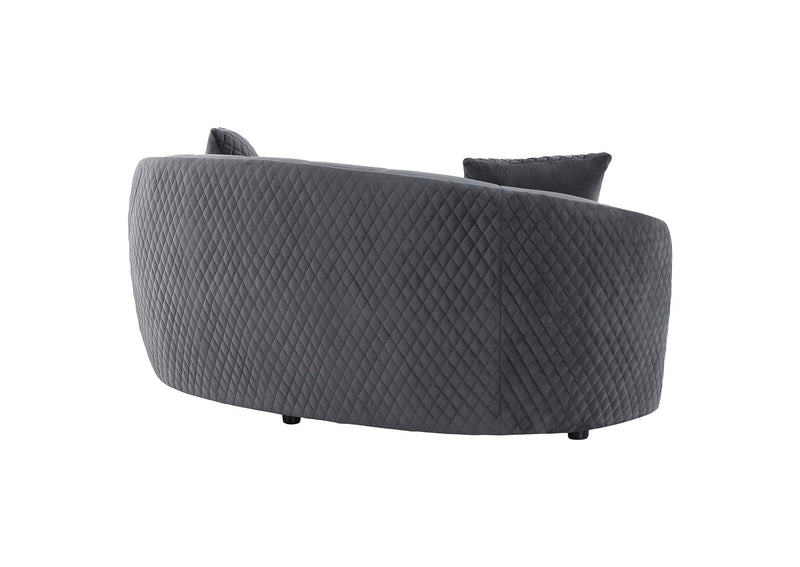 504845 Brookside Velvet Upholstered Curved Loveseat Dark Grey