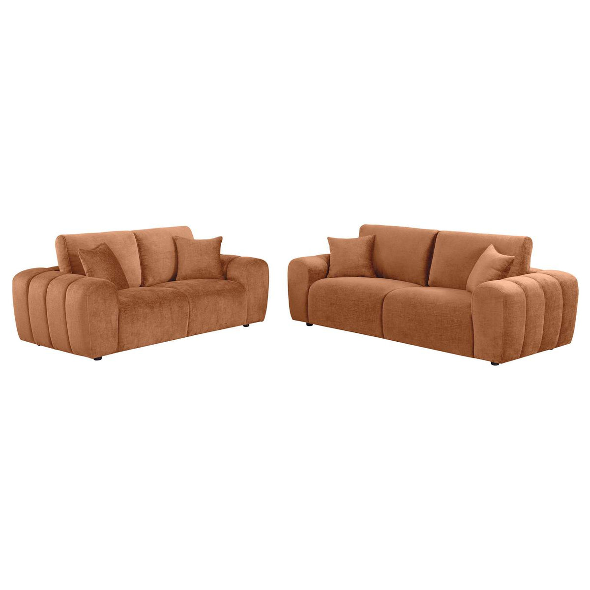 504951-S2 Burnett 2-piece Chenille Upholstered Sofa Set Burnt Orange