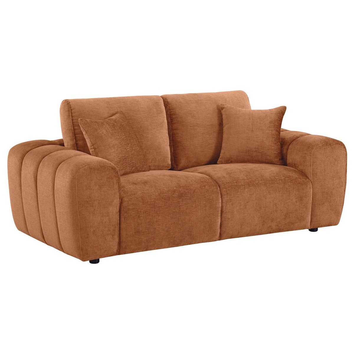 504951-S2 Burnett 2-piece Chenille Upholstered Sofa Set Burnt Orange