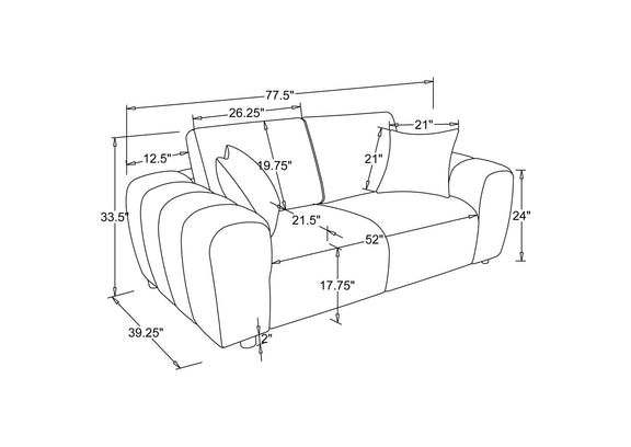 504951-S3 Burnett 3-piece Chenille Upholstered Sofa Set Burnt Orange