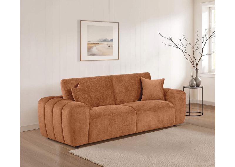 504951 Burnett Chenille Upholstered Wide Arm Sofa Burnt Orange