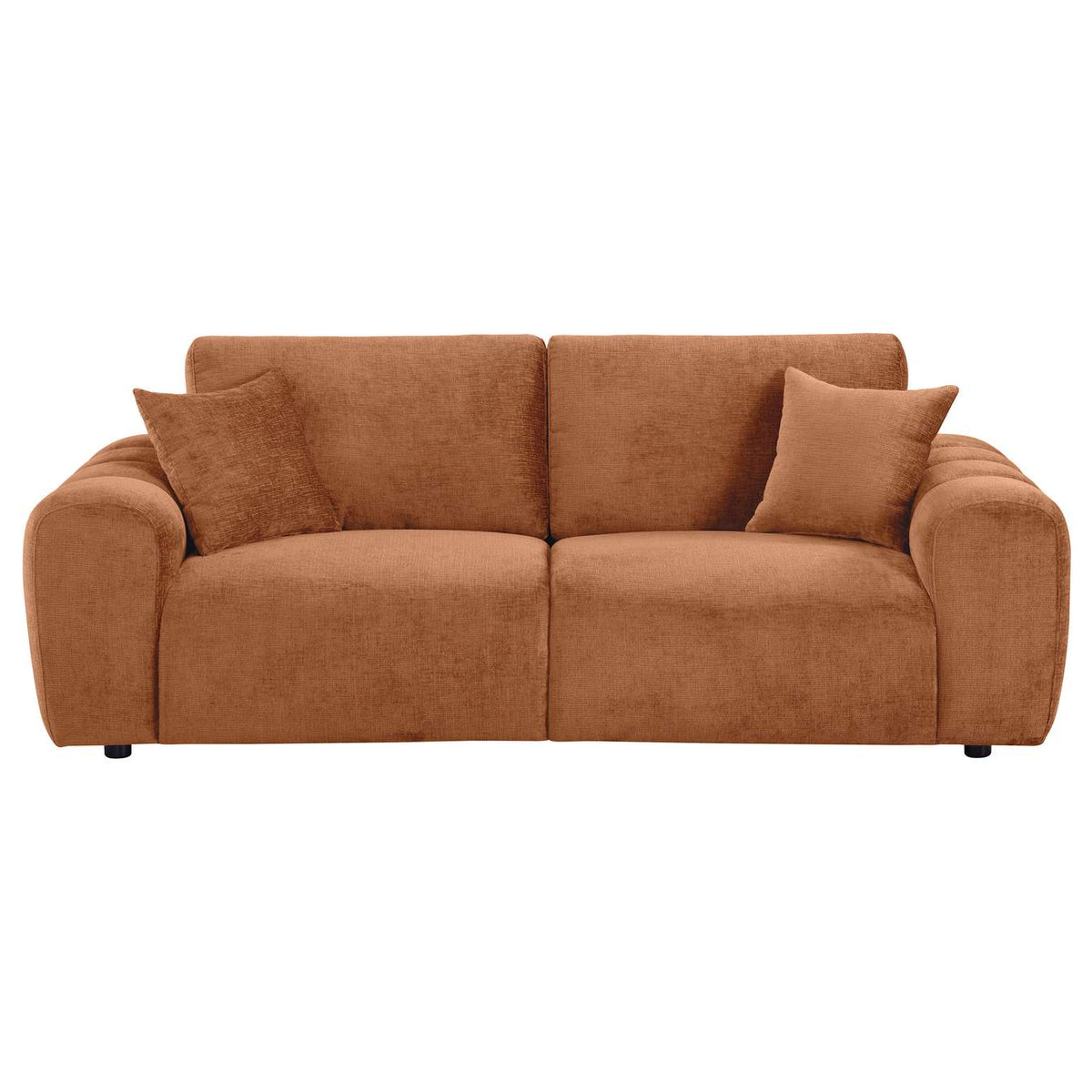 504951 Burnett Chenille Upholstered Wide Arm Sofa Burnt Orange