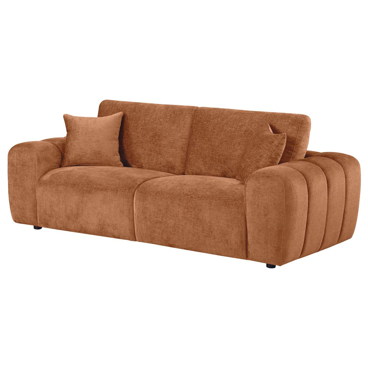 504951 Burnett Chenille Upholstered Wide Arm Sofa Burnt Orange