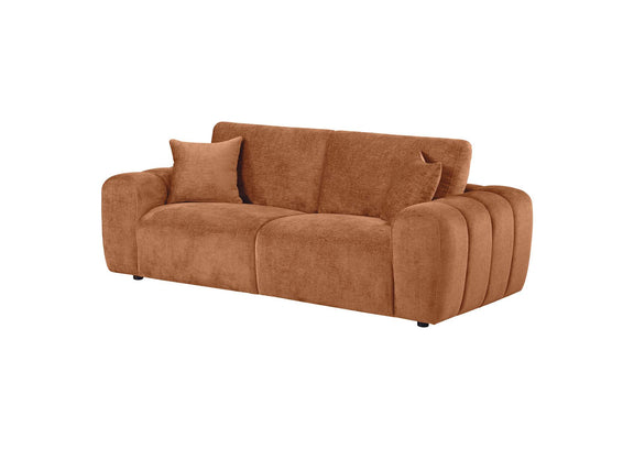 504951 Burnett Chenille Upholstered Wide Arm Sofa Burnt Orange
