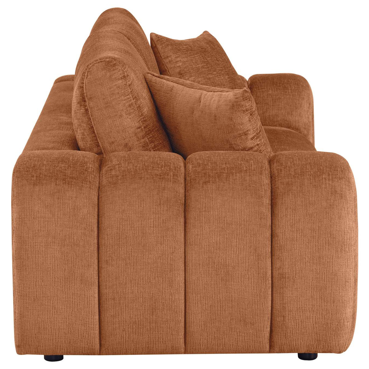 504951 Burnett Chenille Upholstered Wide Arm Sofa Burnt Orange