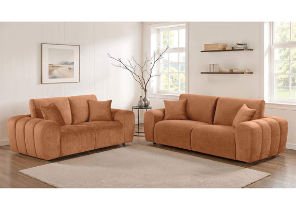 504951 Burnett Chenille Upholstered Wide Arm Sofa Burnt Orange