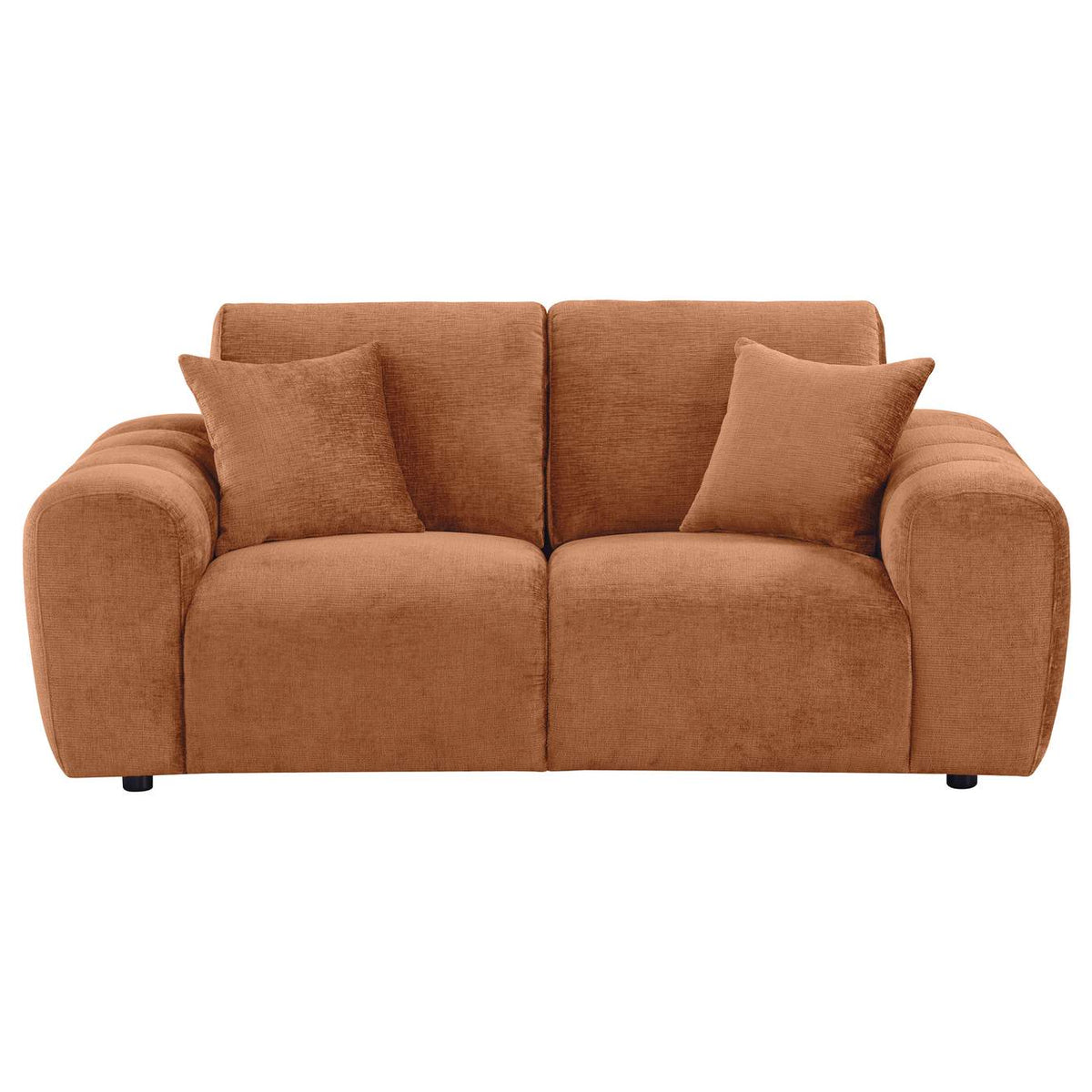 504952 Burnett Chenille Upholstered Wide Arm Loveseat Burnt Orange