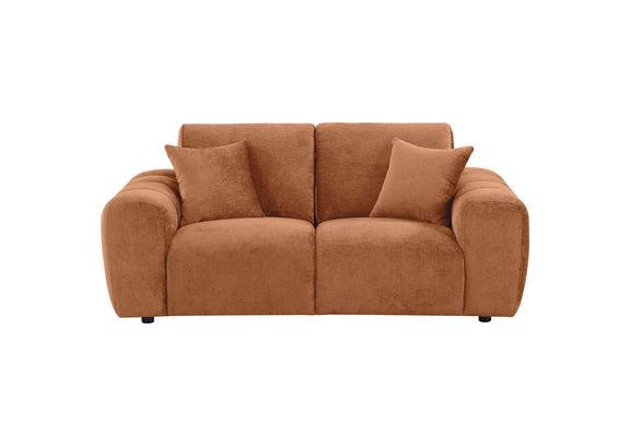 504952 Burnett Chenille Upholstered Wide Arm Loveseat Burnt Orange