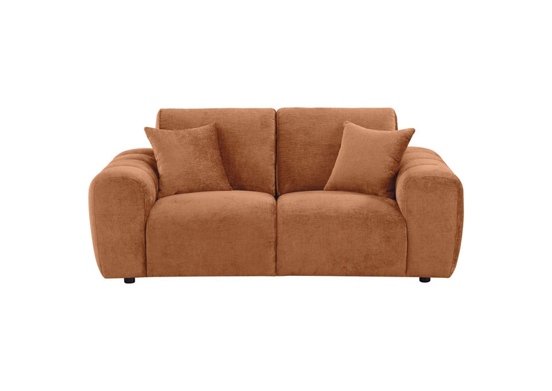 504952 Burnett Chenille Upholstered Wide Arm Loveseat Burnt Orange