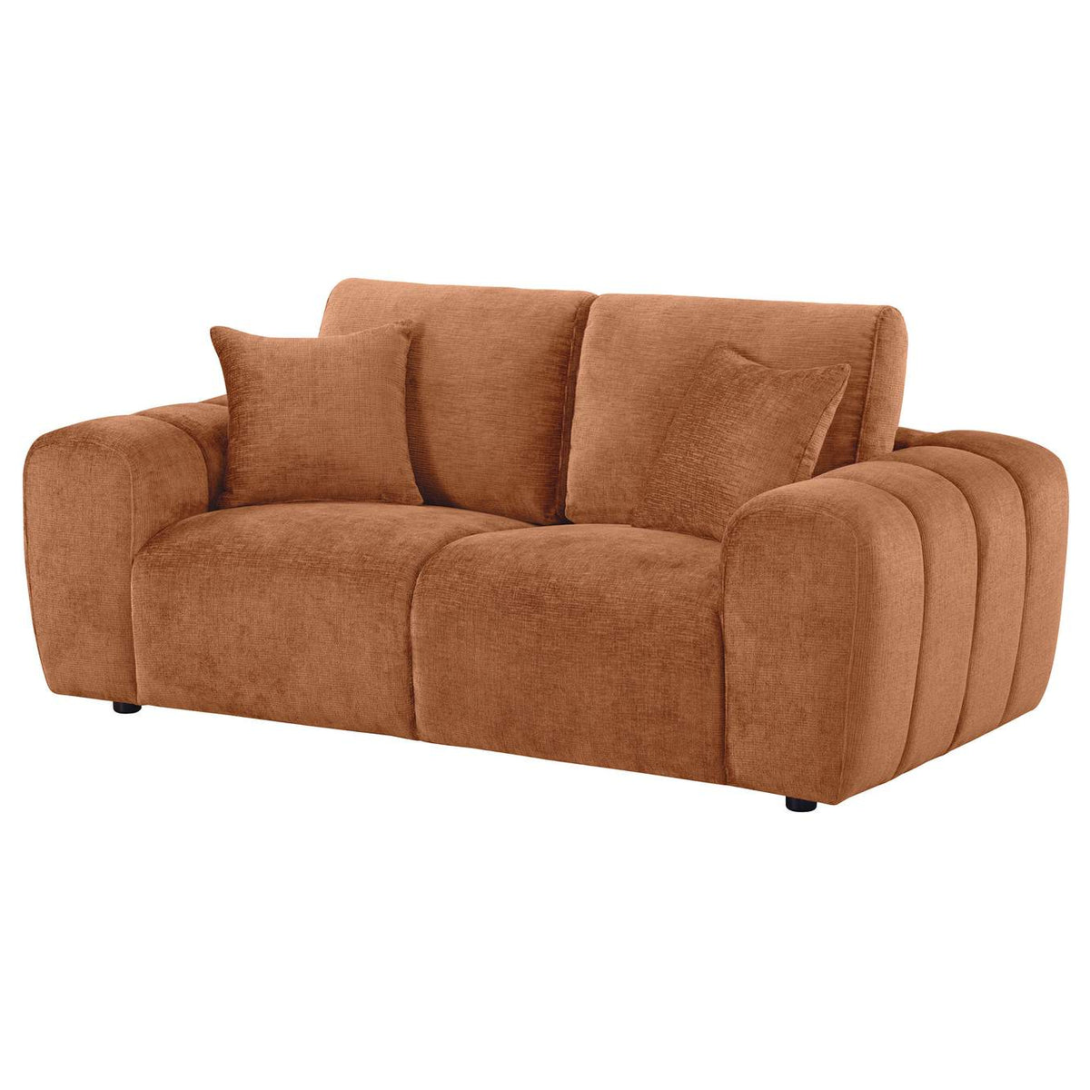504952 Burnett Chenille Upholstered Wide Arm Loveseat Burnt Orange