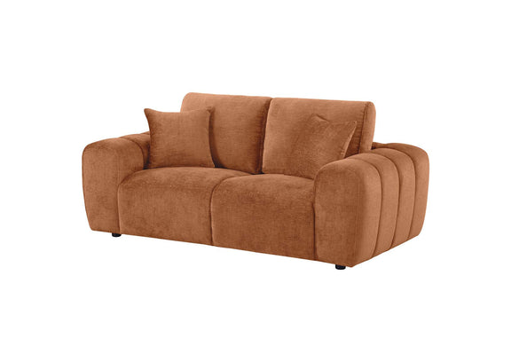 504952 Burnett Chenille Upholstered Wide Arm Loveseat Burnt Orange