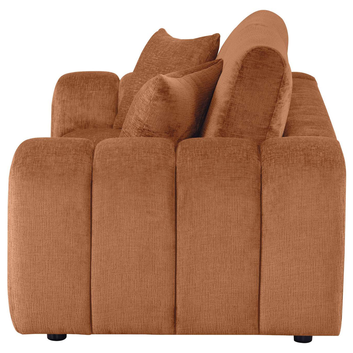 504952 Burnett Chenille Upholstered Wide Arm Loveseat Burnt Orange
