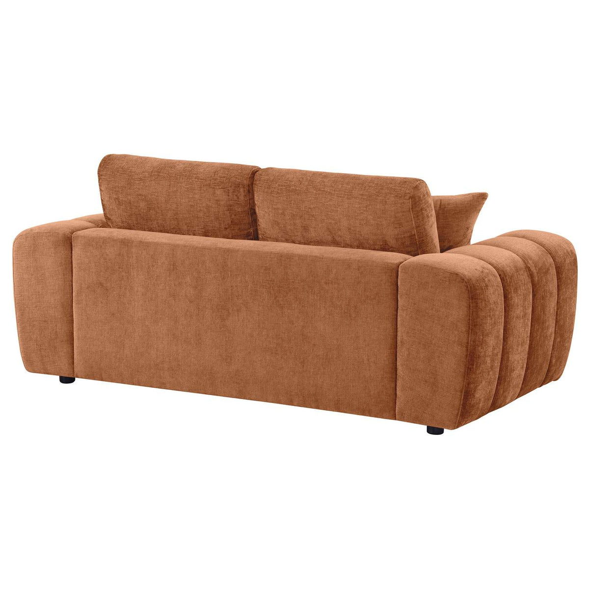 504952 Burnett Chenille Upholstered Wide Arm Loveseat Burnt Orange
