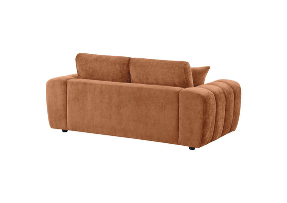 504952 Burnett Chenille Upholstered Wide Arm Loveseat Burnt Orange