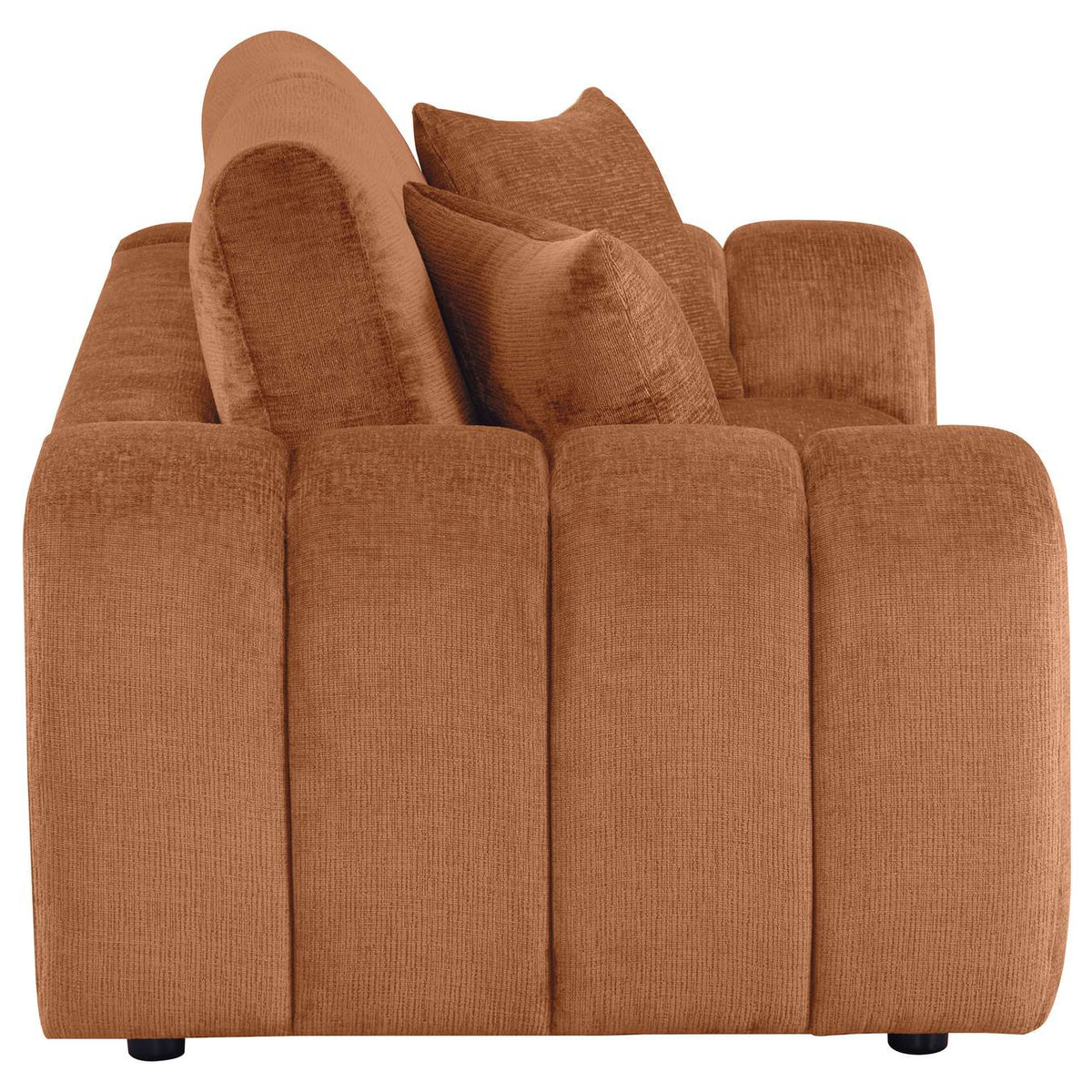 504952 Burnett Chenille Upholstered Wide Arm Loveseat Burnt Orange