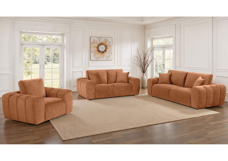 504952 Burnett Chenille Upholstered Wide Arm Loveseat Burnt Orange