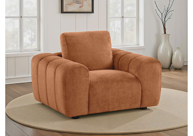 504953 Burnett Chenille Upholstered Accent Chair Burnt Orange