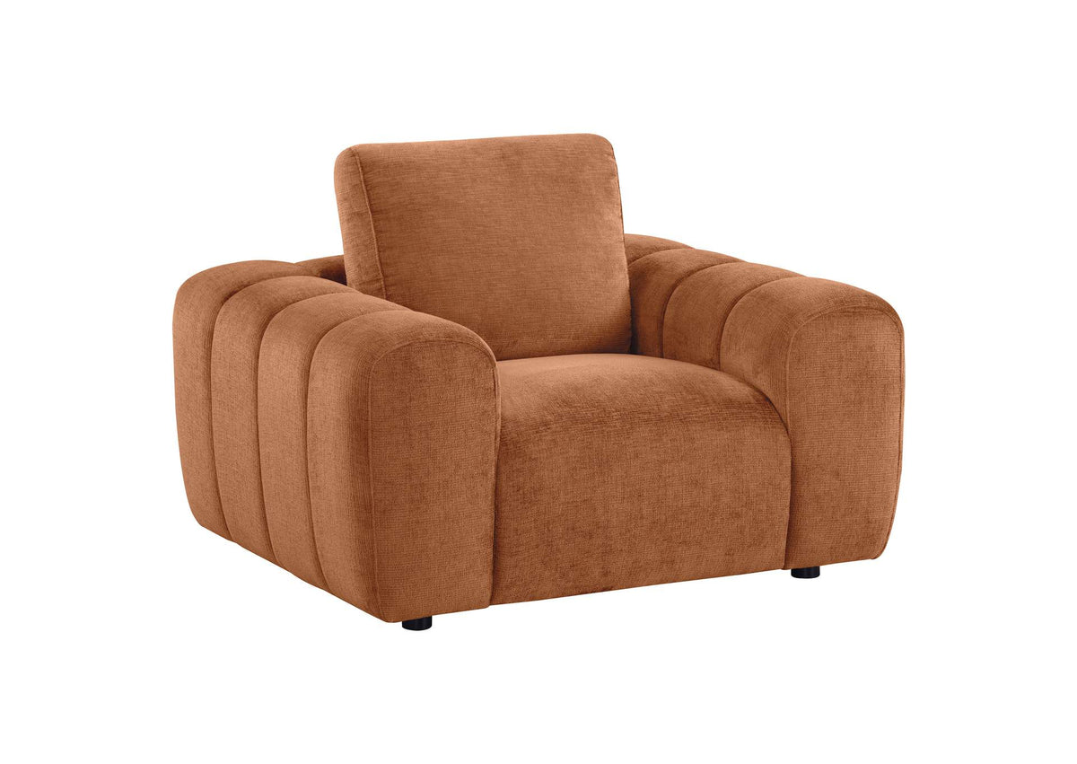 504953 Burnett Chenille Upholstered Accent Chair Burnt Orange