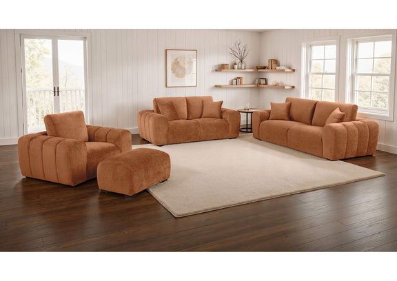 504954 Burnett Chenille Upholstered Ottoman Burnt Orange