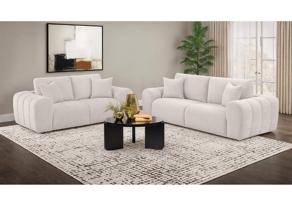 504955-S2 Burnett 2-piece Chenille Upholstered Sofa Set Ivory