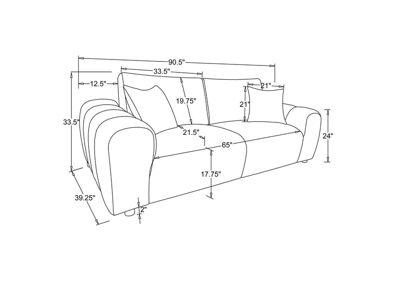 504955-S2 Burnett 2-piece Chenille Upholstered Sofa Set Ivory