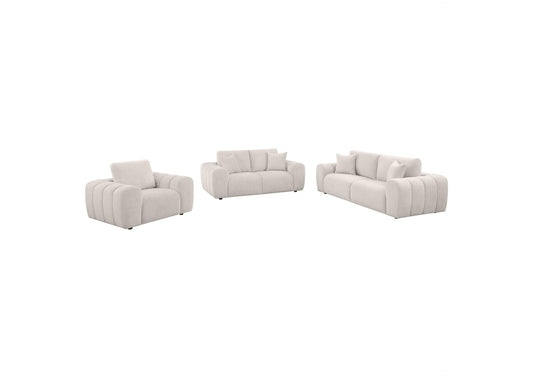 504955-S3 Burnett 3-piece Chenille Upholstered Sofa Set Ivory