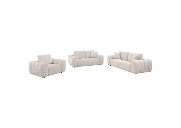 504955-S3 Burnett 3-piece Chenille Upholstered Sofa Set Ivory